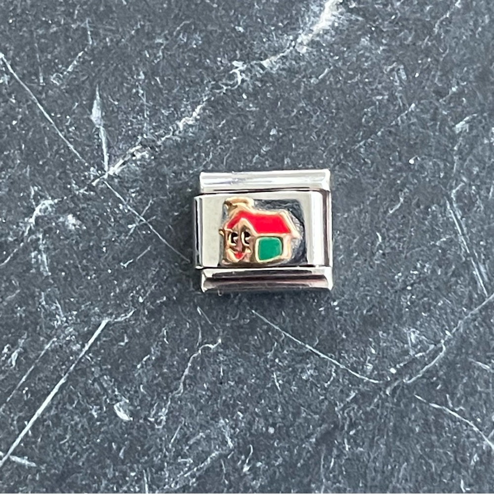 Morellato Stainless Steel and Gold Charm with Red and Green House Design